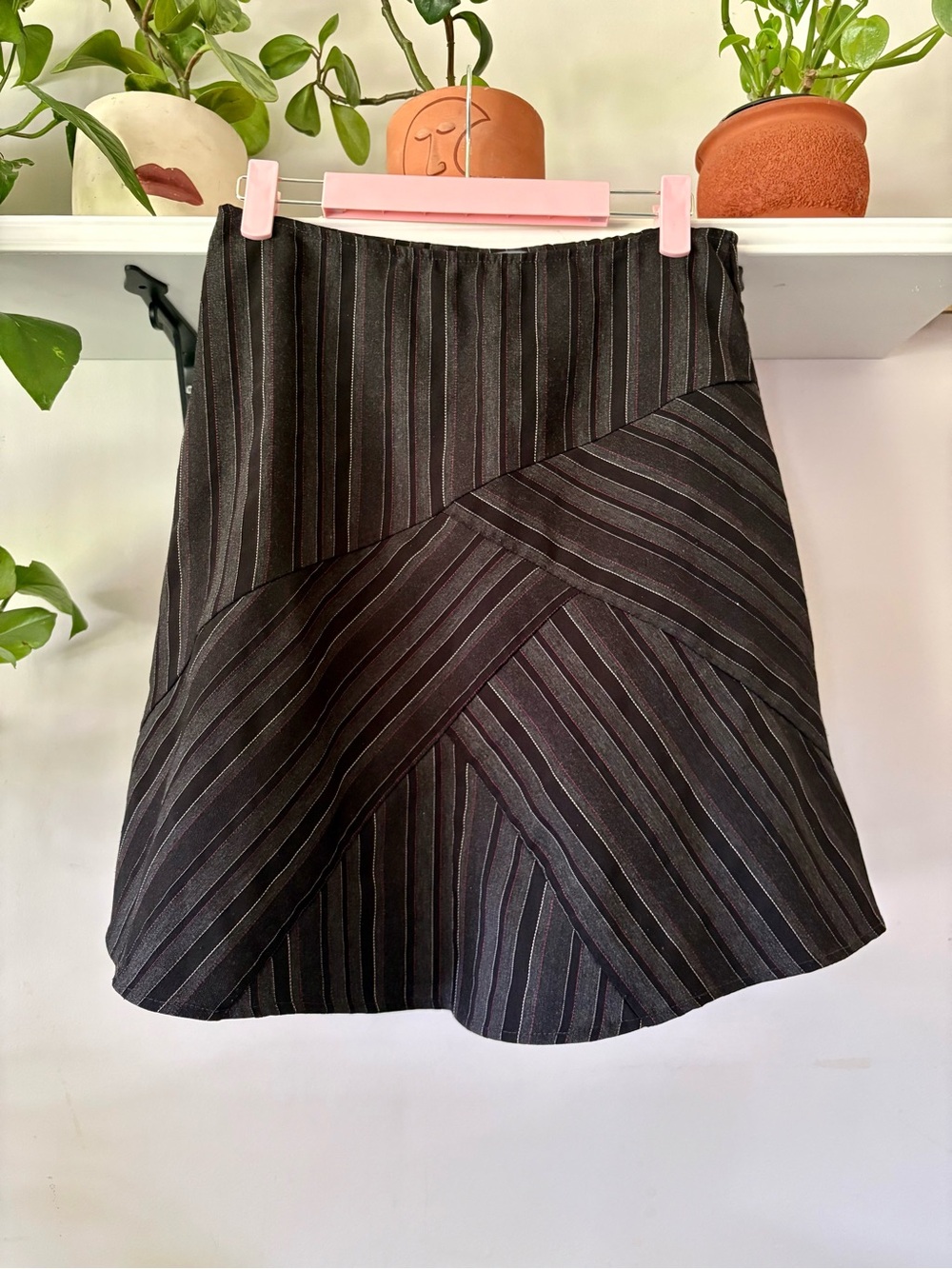Striped Black A-Line Skirt